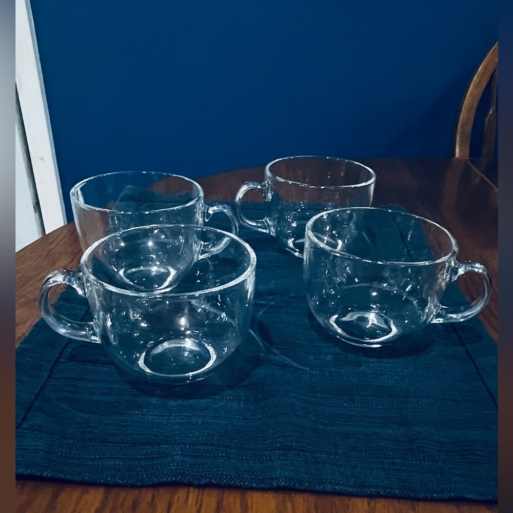Set of 4 Oversized  Clear Mugs